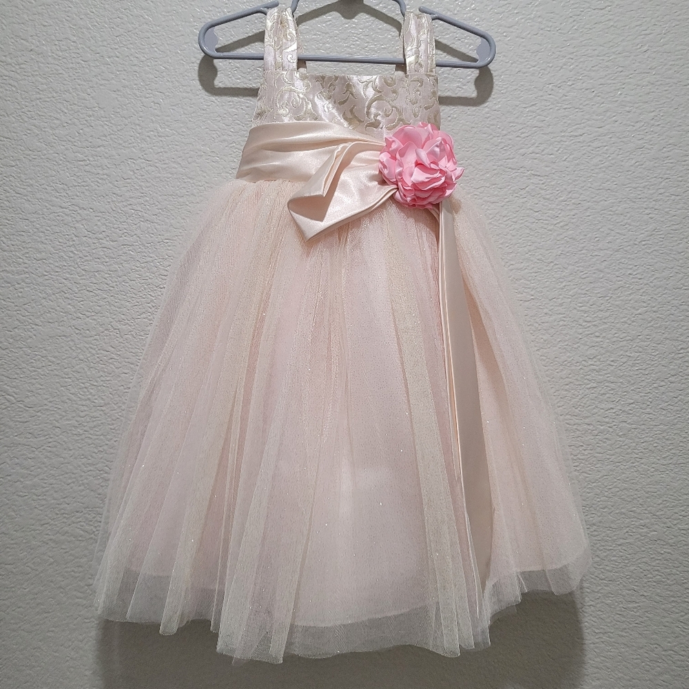 Chantilly Place Elegant Cream and Pink Kids Dress